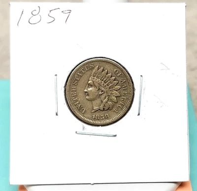 1859 Indian Head Cent - HIgher Grade - Full Liberty & 1.5 Diamonds - Original - Image 1 of 4