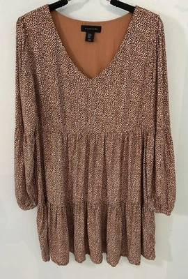 Vestido Campesino Tahari Para Mujer M Caramelo Negro Blanco Punto En Niveles Look Boho Largo Slv Foto 1 de 4