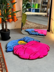 Alfombra acolchada 3D de dibujos animados acolchada a mano de lana hecha a mano alfombra para el hogar cualquier habitación - Imagen 1 de 8