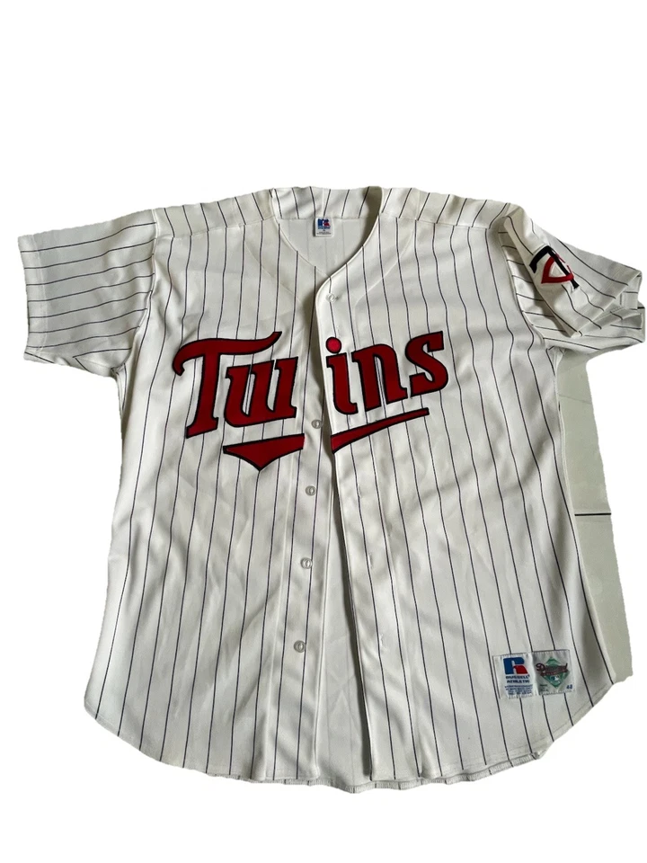 VTG MLB Minnesota Twins Russell Athletic Diamond Collection Pinstripe Jersey 48 - Image 1 of 4
