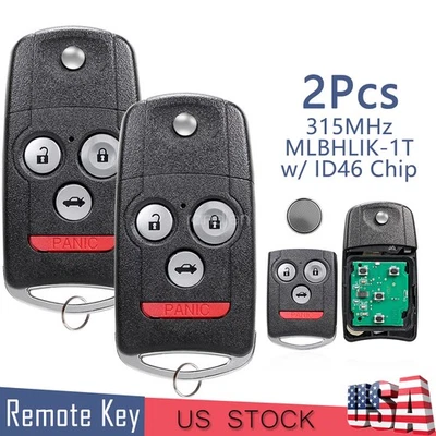 2 Flip Key Fob Remote MLBHLIK-1T For Acura TSX TL 2009 2010 2011 2012 2013 2014 - Image 1 of 4