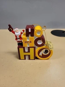 Danbury Mint 2018 Washington Redskins HO HO HO Ornament w/Santa in original box - Picture 1 of 2