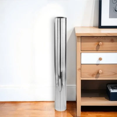 48" Silver Cylinder Aluminum Table Vase - Image 1 of 4