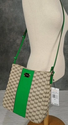 Bolso Mensajero Grande de Viaje Michael Kors Jet Set Verde, Beige Logo MK NUEVO CON ETIQUETAS Foto 1 de 4