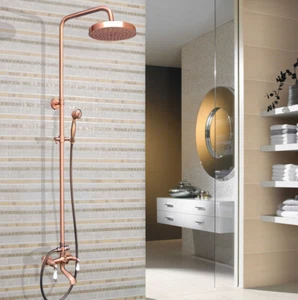 Juego de grifos de ducha de baño de cobre rojo cabezal de ducha de lluvia con spray portátil - Imagen 1 de 7