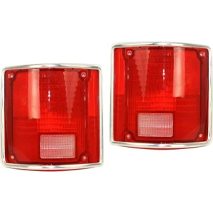 Set Of 2 Tail Lamp Lens With Chrome Trim Fits 1973-1991 Chevrolet Blazer C10 C20 - Picture 1 of 5