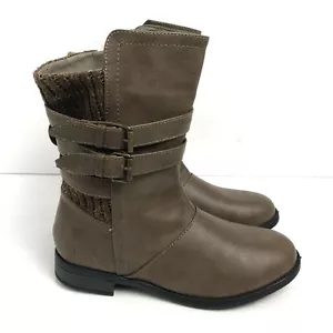 Forever Justina-59 braune Damen-Stiefeletten Stiefeletten Schnalle Strick Akzent Gr. 7 NEU - Bild 1 von 11