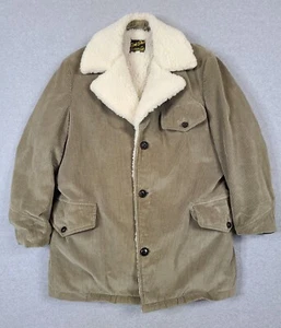 Vintage Rich Sher 70s Corduroy Jacket Sz 42 Sherpa Lined USA Made Brown Vtg 80s - Picture 1 of 15