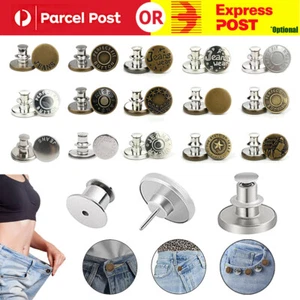 15X Metal Button Pins For Jeans Adjustable Jean Pants Instant No Sew Replacement - Picture 1 of 12
