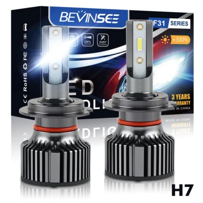 Bevinsee H7 LED Phare Ampoule 50W 6000LM Lumière pour VW Golf V Variant 1K1 1K5 - Photo 1/4