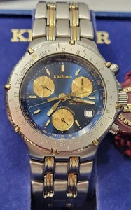 Krieger 18k Gold/ Stainless Steel Chronometer 40mm 27 Jewels Swiss Quartz Men's - Picture 1 of 10