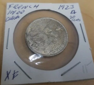1923 A French Indo-China 20 Cents, Seated Liberty Silver, XF - Picture 1 of 4
