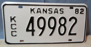 Letrero de garaje vintage Kansas KCC matrícula negro blanco 1982 49982 decoración - Imagen 1 de 2