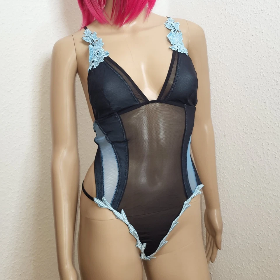 Leg Avenue Dessous Body schwarz-blau S M L 36 38 40 42 catsuit teddy damen neu - Bild 1 von 4