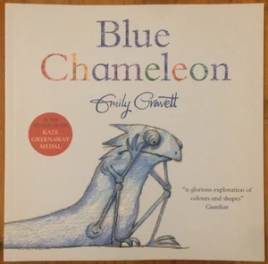 BLUE CHAMELEON BY EMILY GRAVETT ~ NEW PAPERBACK BOOK ~ ABOUT COLOURS & SHAPES - Picture 1 of 5