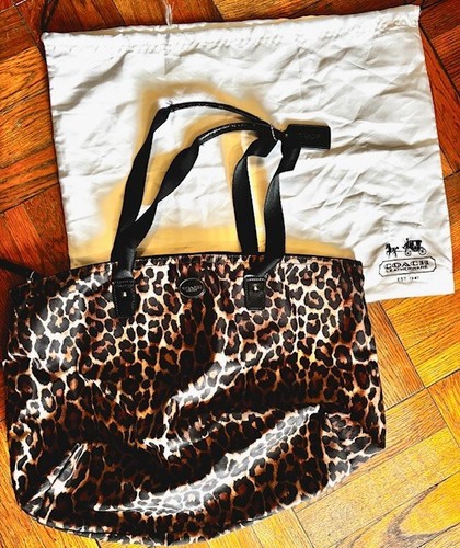 Borsa Coach stampa leopardata fuga borsa a tracolla computer borsa nylon confezionabile
