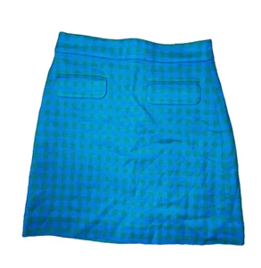 Neu mit Etikett J Crew karierter Karominirock Gingham Größe 0 grün blau Pattentaschen A-Linie - Bild 1 von 12