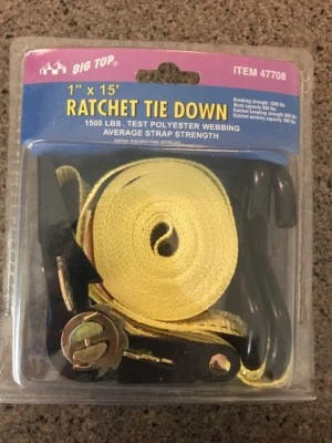 NUEVO - CORREA DE AMARRE DE TRINQUETE AJUSTABLE BIG TOP 1" X 15' - 1500 LBS. FUERZA Foto 1 de 2
