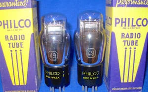 Nuevo de lote antiguo/nuevo en caja par de tubos de vacío Philco tipo 49 - Imagen 1 de 3