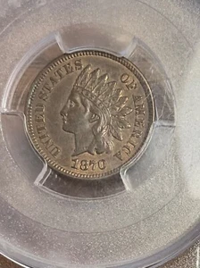 PCGS AU58 1870 INDIAN HEAD SCARCE DATE WAY ABOVE AVERAGE - Picture 1 of 3