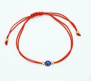 2 PCS GOOD LUCK EVIL EYE RED CORD STRING KABBALAH ADJUSTABLE BRACELET WITH EYE - Picture 1 of 4