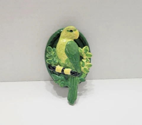 Vintage Green Parrot Cast Iron Door Knocker Cover