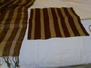 THROWS WITH MATCHING SQUARE PILLOW SHAMS PLUM AND TAUPE LINEN BLEND BEAUTIFUL. - Picture 1 of 6