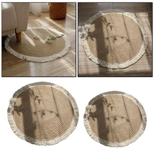 Natural Jute Indoor Area Rug Washable Woven Tassel Room Study Floor Mat Prayer - Picture 1 of 15