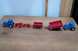 Vintage Druckguss Metall Sammler Spielzeug Bauernhof Traktoren Anhänger 6 Stück - Bild 1 von 23