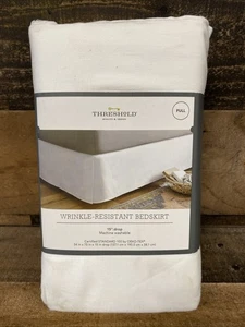 Wrinkle-Resistant Cotton Bed Skirt - Threshold Full Size White - Picture 1 of 8