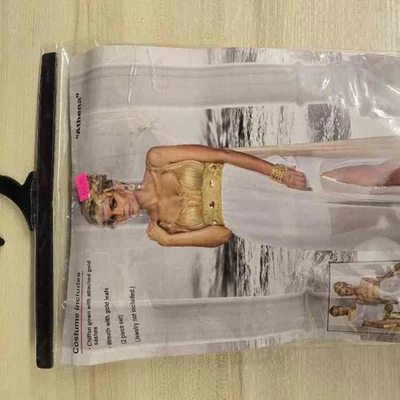 Афина греческая богиня костюм для Хэллоуина взрослое белое платье золотые акценты XL - Изображение 1 из 4