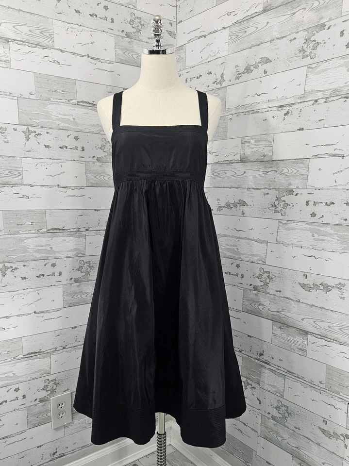 Vestido de cóctel negro J Crew cuello cuadrado seda para mujer 8 Foto 1 de 4