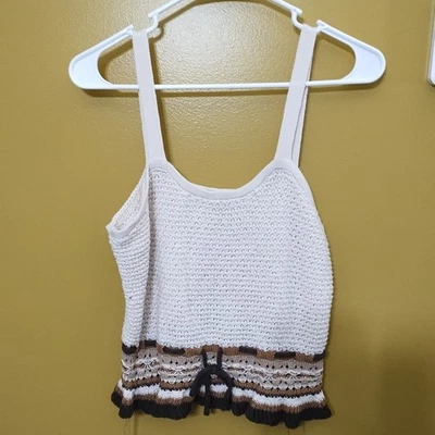 VTG Y2K Major Label Group Crochet Tank L Boho - Photo 1/4