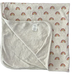 Gymboree Layette Tan Baby Receiving Blanket Rainbows Cotton 2018 - Picture 1 of 6