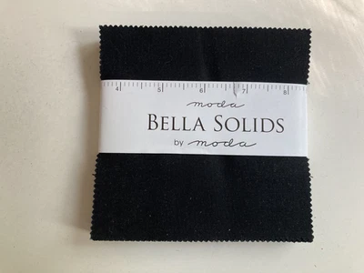 Bella Solids by Moda, Black 5" Charm Pack, 42 pcs - Image 1 of 3