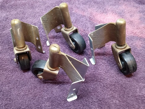 4 Vintage STEEL PLASTIC FURNITURE CASTERS ROLLERS 1.5" ZENITH CONSOLE TV Cover