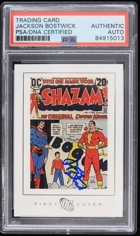 2022 Jackson Bostwick Signed Shazam 1st DC Cover Card (PSA/DNA Slabbed) Cover