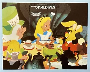 MALDIVES ALICE IN WONDERLAND DISNEY STAMPS SOUVENIR SHEET 1980 MNH FAIRYTALE - Picture 1 of 1