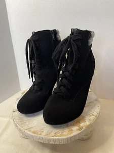 Botines de tacón alto Andiamo negros talla 9,5 cremallera de gamuza sintética con cordones Stiletto - Imagen 1 de 6