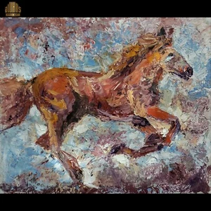 ANDRE DLUHOS Mustang Wild Horse Equine History Animal Original Art Oil Painting - Picture 1 of 19