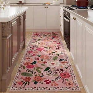 Runner Rug for Hallways Kitchen Non Slip 2'x 6' 2’x6’, Pink - Picture 1 of 8
