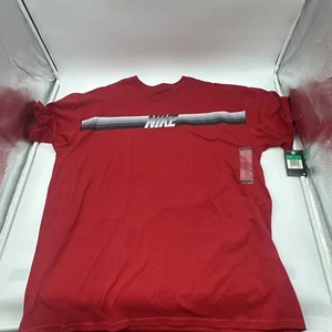 VINTAGE Y2K NIKE SPORTSWEAR SPELL OUT STRIPE LOGO RED T SHIRT MENS SIZE XL - Picture 1 of 13