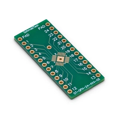 SCHMALZTECH QFN-24, 4mm x 4mm, 0.5mm Pitch SMD to DIP Adapter, ST-QFN-24-4X4-05, 3 Pieces