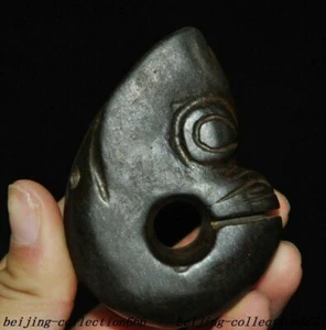 2.8" China cultura hongshan meteorito sacrificio hierro feng shui cerdo dragón estatua - Imagen 1 de 5