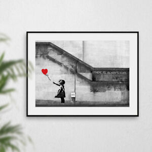 Banksy Red Heart Balloon Girl Wall Art Poster Print Graffiti Picture Artwork NEW