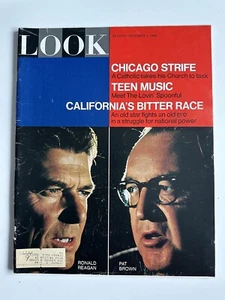 LOOK MAGAZINE November  1,  1966 - RONALD REAGAN PAT BROWN - Picture 1 of 1
