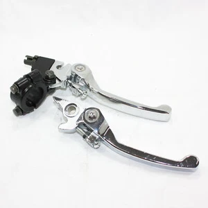 SILVER Bifold Foldable Clutch + Brake Lever Handle 110cc 125cc PIT PRO DIRT BIKE - Picture 1 of 8