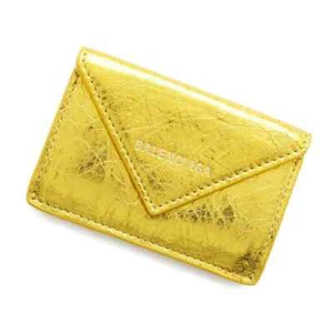 BALENCIAGA Papel Mini Cartera Cuero Dorado 391446 - Imagen 1 de 13