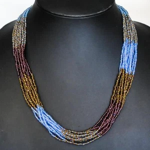 Luscious Collana di Perline Semi di Vetro in Bronzo Pavone Blu 12 Fili, 24" - Foto 1 di 3