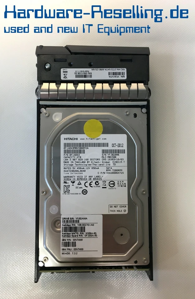 Netapp 2000Gb 2tb 7.2k SATA 3,5" 00v7468 Sp-306a-r5 X306a-r5 108-00270+A0 HDD  - Bild 1 von 1